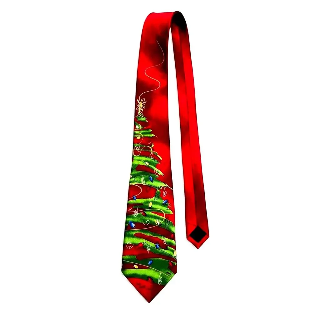 Vintage Jerry Garcia Silk Christmas Tie Collection 56 Abstract Tree Red Holiday
